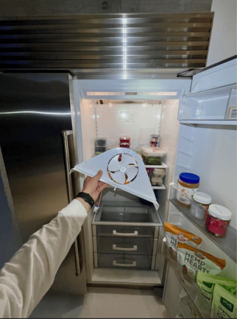 Evaporator fan replaced inside a Sub-Zero refrigerator in Tampa